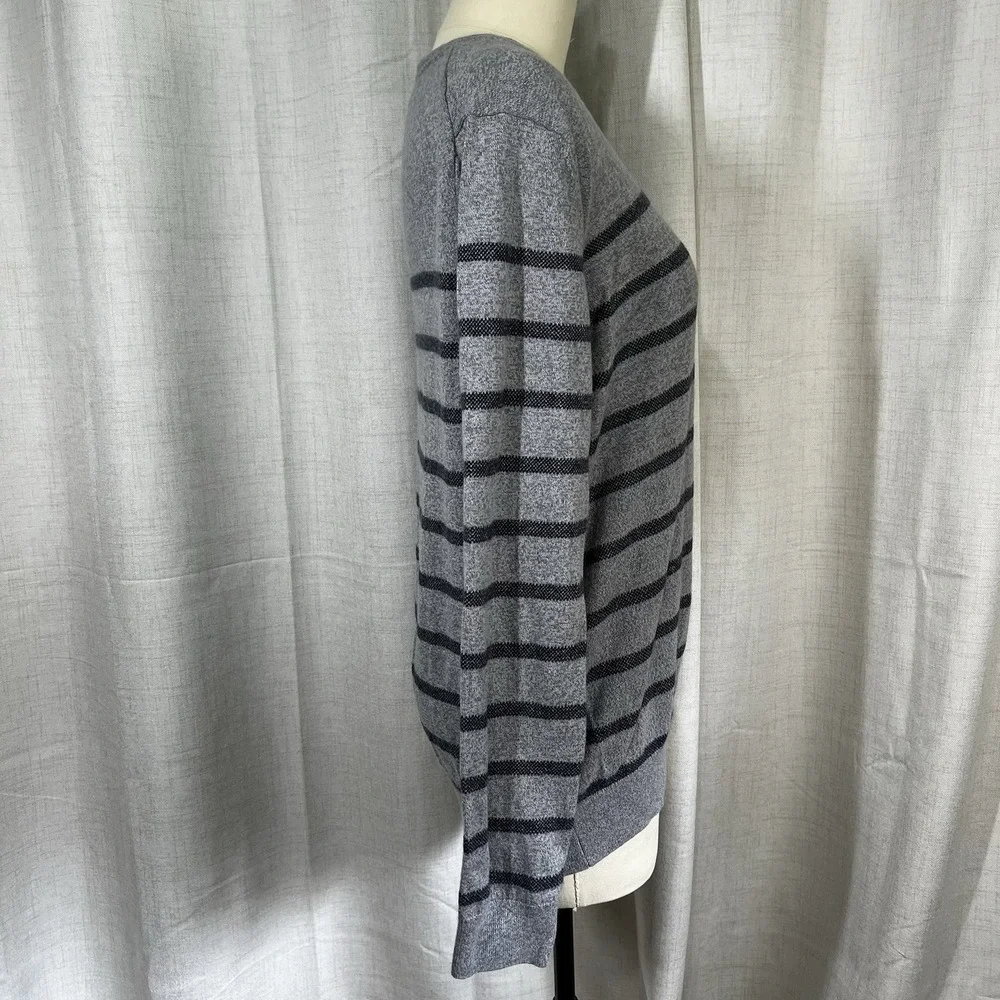Banana Republic Pima Cotton Cashmere‎ Sweater Mens Large Gray Striped Preppy